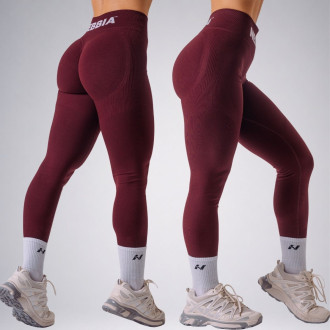 NEBBIA - Bezešvé extra push-up legíny FLOW SEAMLESS 496 (bordo)