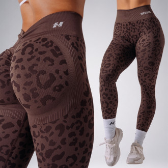 NEBBIA - Kompresní push-up legíny s leopardím vzorem PRIMAL 849 (DARK BROWN)