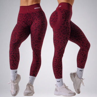 NEBBIA - Kompresní push-up legíny s leopardím vzorem PRIMAL 849 (BORDO)