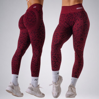 NEBBIA - Kompresní push-up legíny s leopardím vzorem PRIMAL 849 (BORDO)