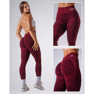 NEBBIA - Kompresní push-up legíny s leopardím vzorem PRIMAL 849 (BORDO)