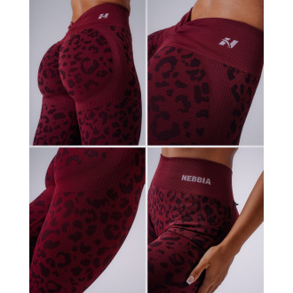 NEBBIA - Kompresní push-up legíny s leopardím vzorem PRIMAL 849 (BORDO)