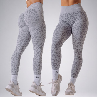 NEBBIA - Kompresní push-up legíny s leopardím vzorem PRIMAL 849 (LIGHT GREY)