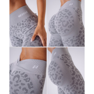 NEBBIA - Kompresní push-up legíny s leopardím vzorem PRIMAL 849 (LIGHT GREY)