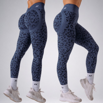 NEBBIA - Kompresní push-up legíny s leopardím vzorem PRIMAL 849 (DARK BLUE)