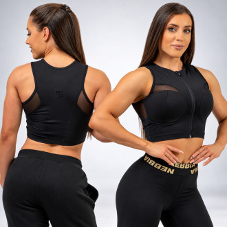 NEBBIA - Sportovní crop top s vysokou podporou 842 (black)