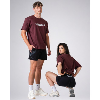 NEBBIA - Unisex oversized tričko GYM ESSENTIALS 383 (dark red)