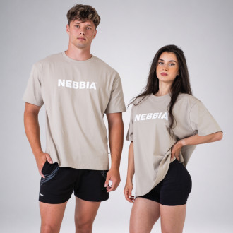NEBBIA - Unisex oversized tričko GYM ESSENTIALS 383 (cream)