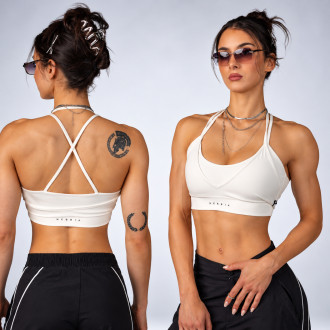 NEBBIA - Medium support sportovní podprsenka BLOCK 97 (907) (cream)