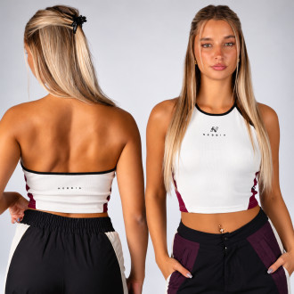 NEBBIA - Dámský žebrovaný halter top BLOCK 97 (915) (cream)