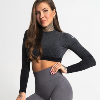 Gym Glamour - Crop Top GREY OMBRE (SS20-GG2340)