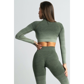 Gym Glamour - Crop Top KHAKI OMBRE (SS20-GG2330)