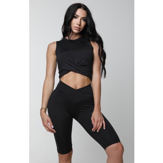 NDN - Prokládaný crop top dámský JARA X036 (černá)