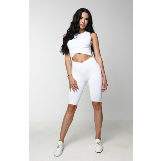 NDN - Prokládaný crop top dámský JARA X036 (bílá)