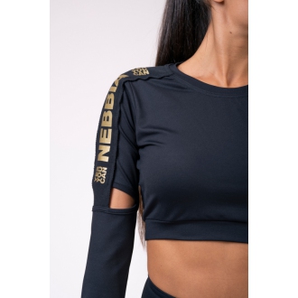 NEBBIA - Honey Bunny crop top s dlouhým rukávem 821 (black)